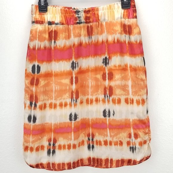 100% Silk J. Crew Watercolor Mini Skirt - Picture 1 of 7